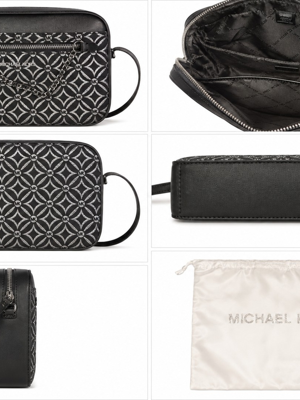 Michael Kors Black & White Logo Compact Crossbody